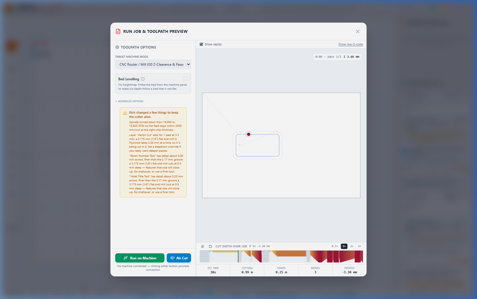 PhysBox Etch Toolpath Preview Modal