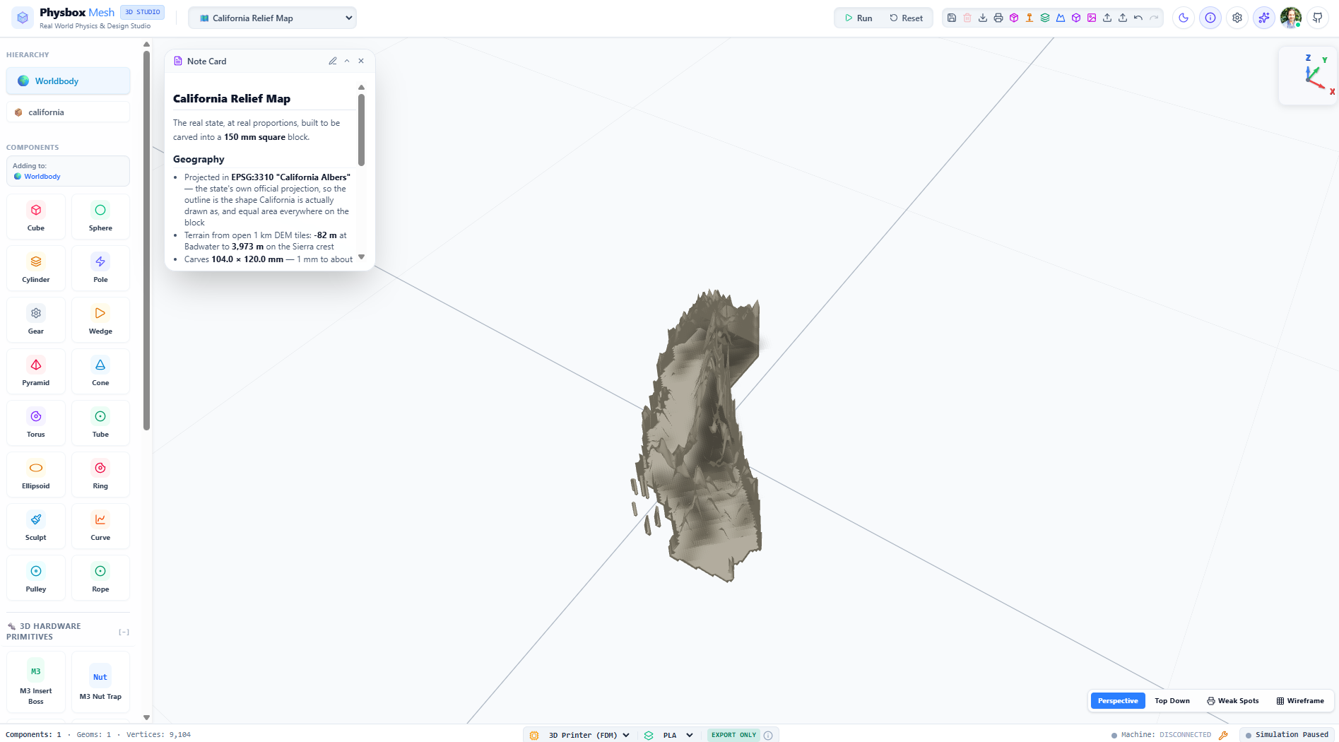 PhysBox Mesh Physics Simulator Interface